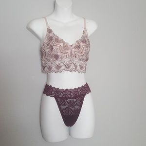 PINK VS Bralette and Lace Thong Size Med